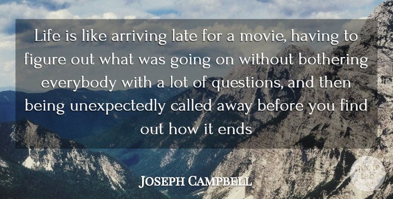 Joseph Campbell Quote About Inspirational, Life, Arriving: Life Is Like Arriving Late...