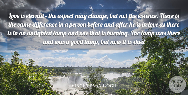 Vincent Van Gogh Quote About Aspect, Difference, Eternal, Good, Lamp: Love Is Eternal The Aspect...