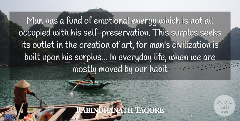Rabindranath Tagore Quote About Built, Civilization, Creation, Emotional, Energy: Man Has A Fund Of...