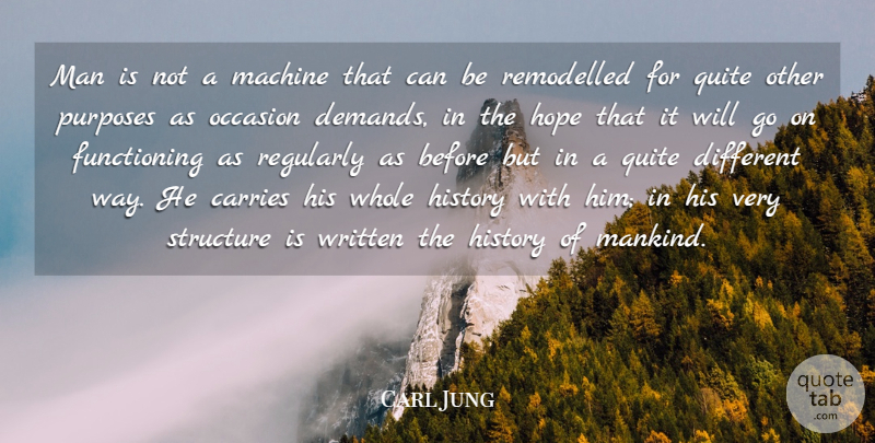 Carl Jung Quote About Carries, History, Hope, Man, Occasion: Man Is Not A Machine...