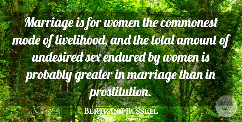 Bertrand Russell Quote About Marriage, Sex, Feminist: Marriage Is For Women The...