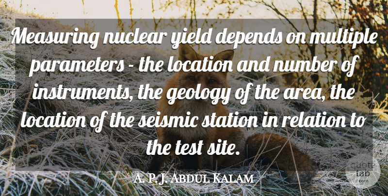 Abdul Kalam Quote About Yield, Numbers, Nuclear: Measuring Nuclear Yield Depends On...
