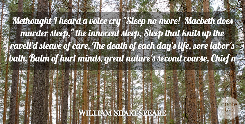 William Shakespeare Quote About Hurt, Sleep, Insomnia: Methought I Heard A Voice...
