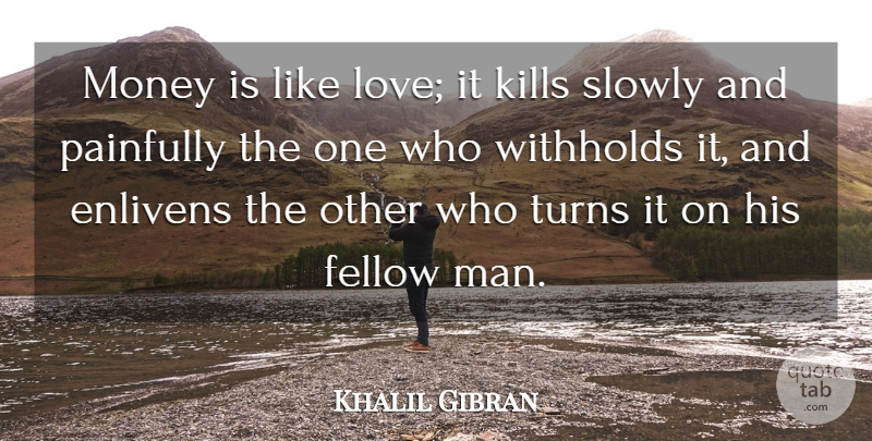 Khalil Gibran Quote About Love, Money, Men: Money Is Like Love It...