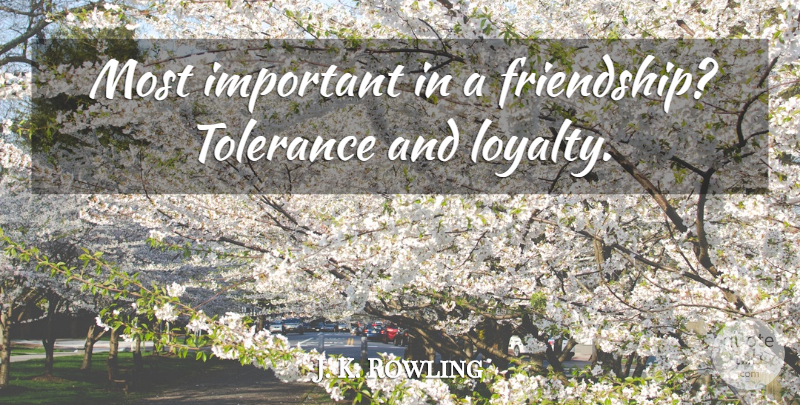J. K. Rowling Quote About Friends Or Friendship, Tolerance: Most Important In A Friendship...