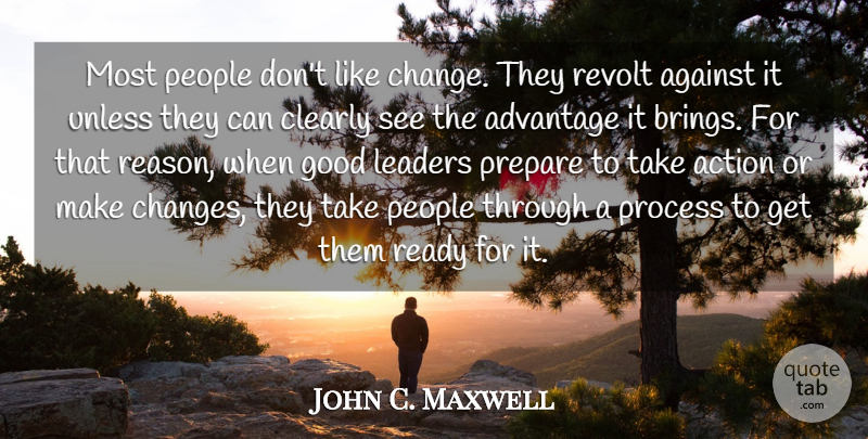 John C. Maxwell Quote About People, Leader, Action: Most People Dont Like Change...