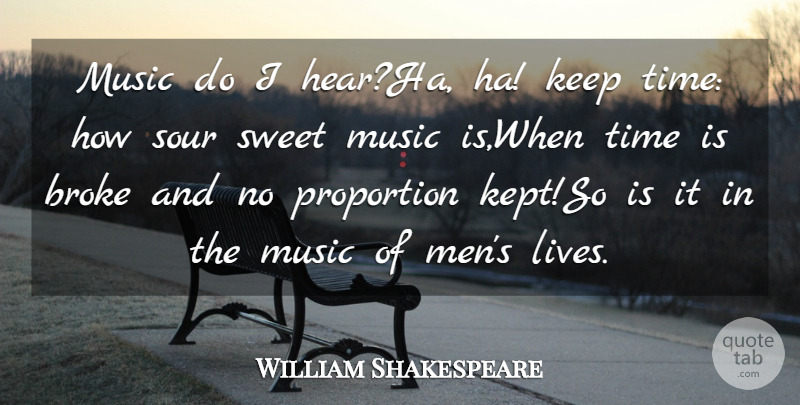 William Shakespeare Quote About Broke, Music, Proportion, Sour, Sweet: Music Do I Hearha Ha...