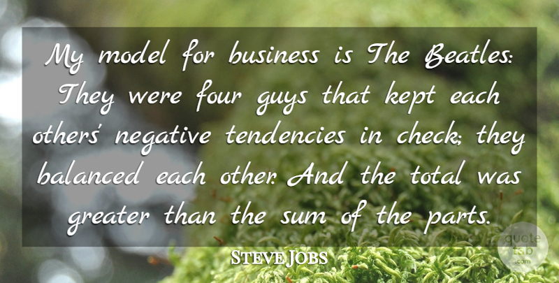 Steve Jobs Quote About Balanced, Business, Four, Greater, Guys: My Model For Business Is...
