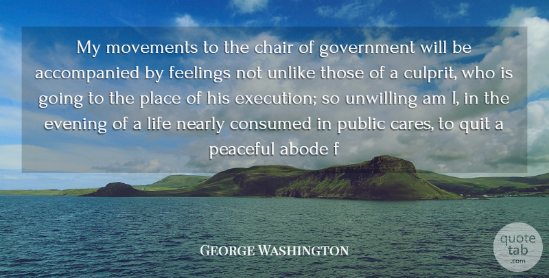 George Washington Quote About Chair, Consumed, Evening, Feelings, Government: My Movements To The Chair...