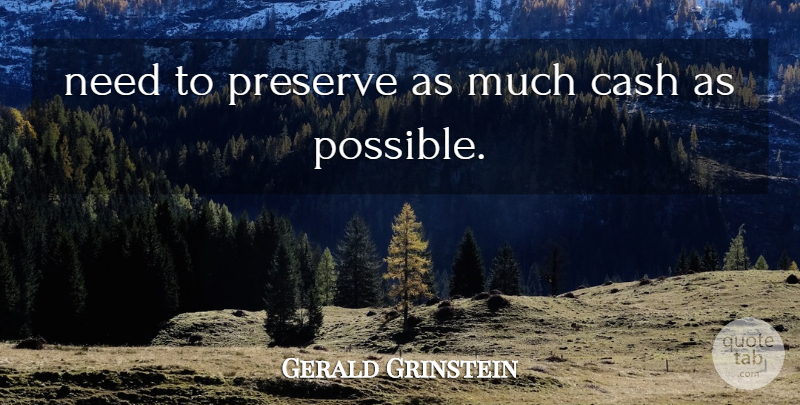 Gerald Grinstein Quote About Cash, Preserve: Need To Preserve As Much...