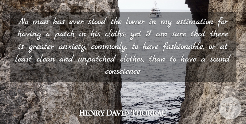 Henry David Thoreau Quote About Clean, Conscience, Greater, Lower, Man: No Man Has Ever Stood...