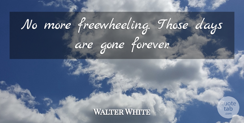 Walter White Quote About Days, Gone: No More Freewheeling Those Days...