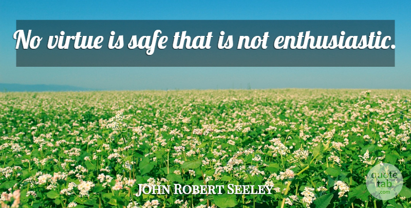 John Robert Seeley Quote About Safe, Virtue, Enthusiastic: No Virtue Is Safe That...