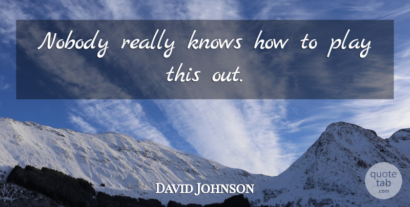David Johnson Quote About Knows, Nobody: Nobody Really Knows How To...