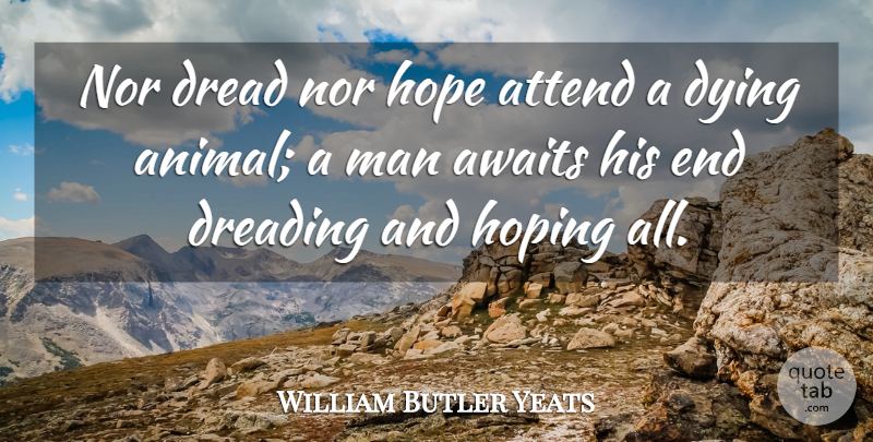 William Butler Yeats Quote About Fear, Men, Animal: Nor Dread Nor Hope Attend...