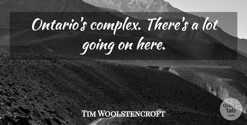 Tim Woolstencroft Quote About undefined: Ontarios Complex Theres A Lot...