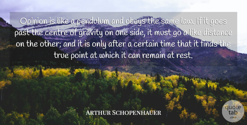 Arthur Schopenhauer Quote About Distance, Past, Law: Opinion Is Like A Pendulum...