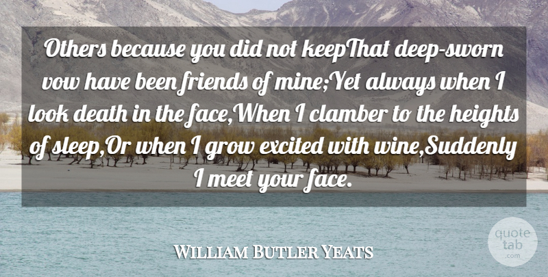 William Butler Yeats Quote About Death, Excited, Grow, Heights, Meet: Others Because You Did Not...