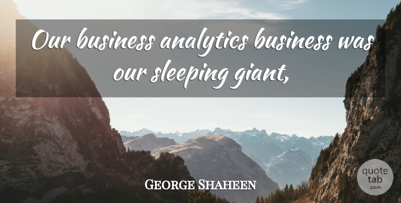 George Shaheen Quote About Business, Sleeping: Our Business Analytics Business Was...