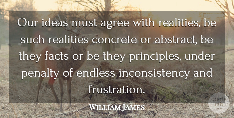 William James Quote About Frustration, Reality, Ideas: Our Ideas Must Agree With...