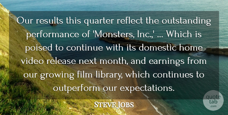 Steve Jobs Quote About Continue, Continues, Domestic, Earnings, Growing: Our Results This Quarter Reflect...