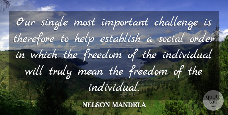 Nelson Mandela Quote About Inspirational, Inspiring, Mean: Our Single Most Important Challenge...