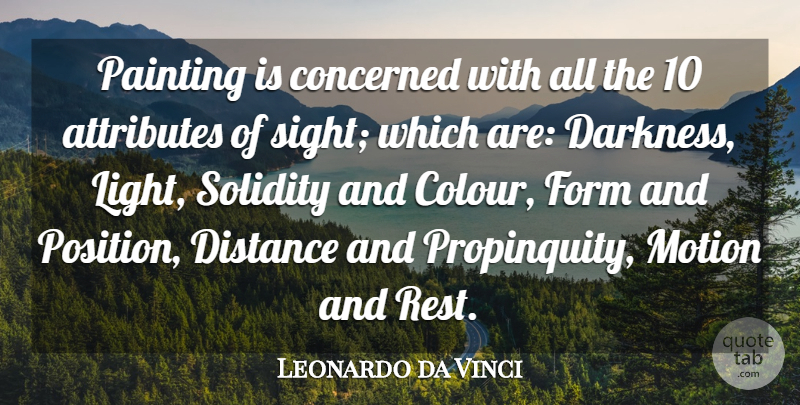 Leonardo da Vinci Quote About Distance, Sight, Light: Painting Is Concerned With All...