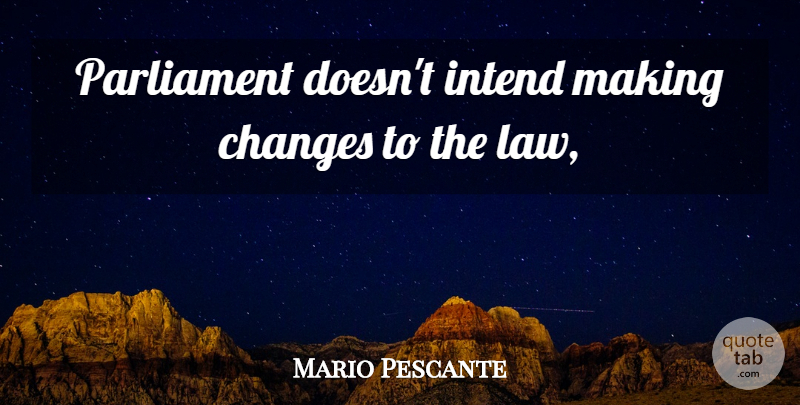 Mario Pescante Quote About Changes, Intend, Law, Parliament: Parliament Doesnt Intend Making Changes...