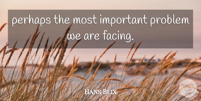 Hans Blix Quote About Perhaps, Problem: Perhaps The Most Important Problem...