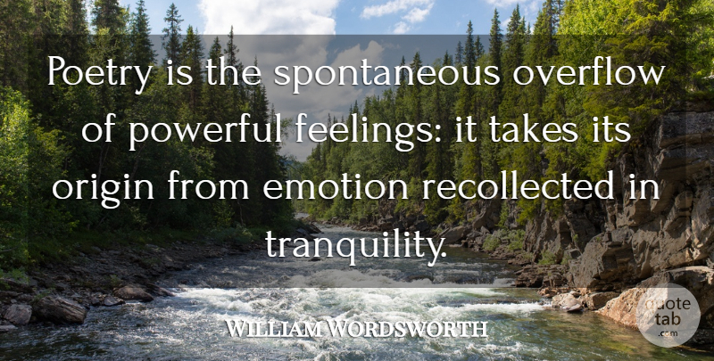 William Wordsworth Quote About Powerful, Poetry, Feelings: Poetry Is The Spontaneous Overflow...