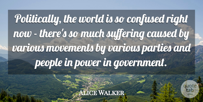 Alice Walker Quote About Confused, Party, Government: Politically The World Is So...