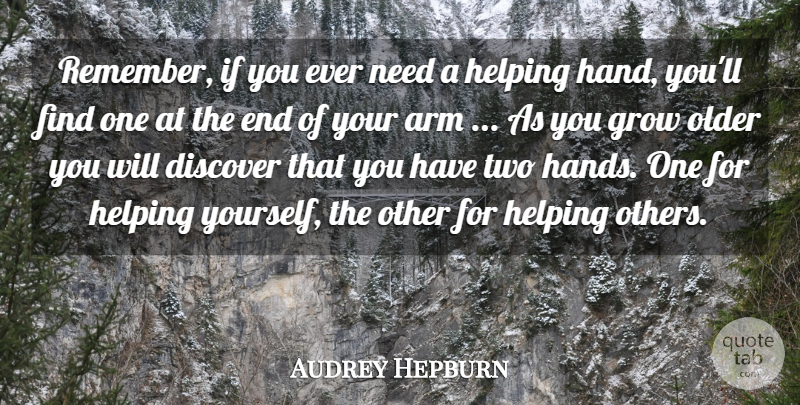 Audrey Hepburn Quote About Hands, Needs, Arms: Remember If You Ever Need...