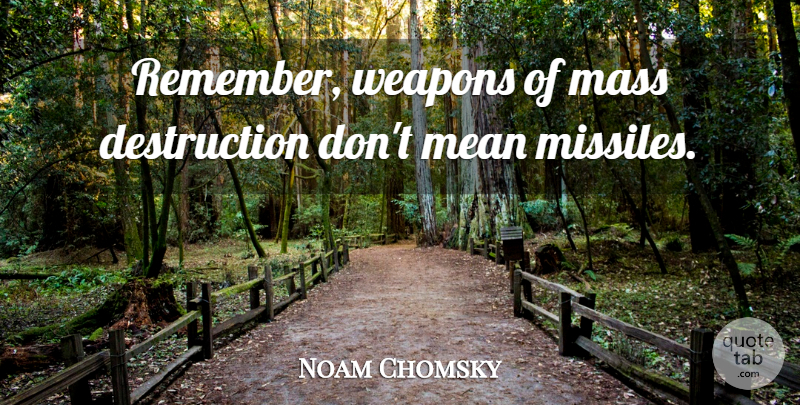 Noam Chomsky Quote About Mass: Remember Weapons Of Mass Destruction...