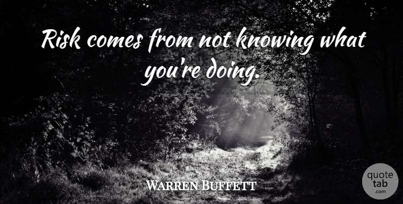 Warren Buffett Quote About Life, Business, War: Risk Comes From Not Knowing...