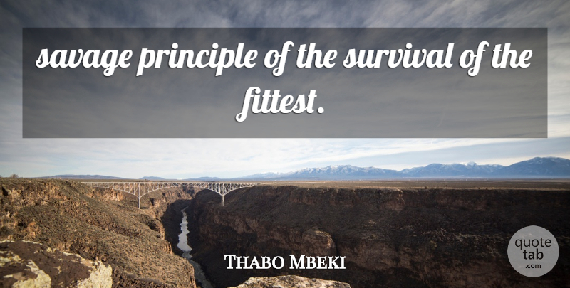 Thabo Mbeki Quote About Principle, Savage, Survival: Savage Principle Of The Survival...