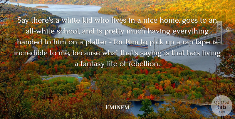Eminem Quote About Nice, Rap, School: Say Theres A White Kid...