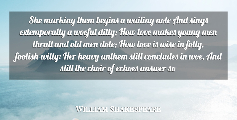 William Shakespeare Quote About Wise, Witty, Love Is: She Marking Them Begins A...