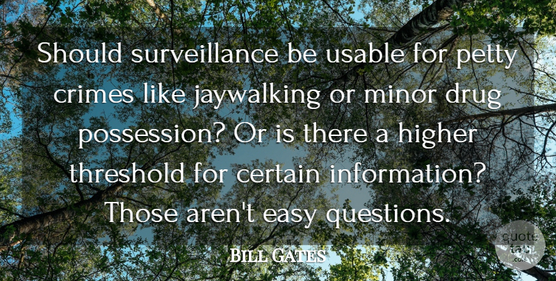 Bill Gates Quote About Drug, Surveillance, Information: Should Surveillance Be Usable For...