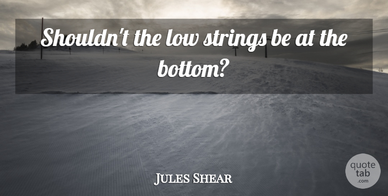 Jules Shear Quote About Strings, Lows, Bottom: Shouldnt The Low Strings Be...