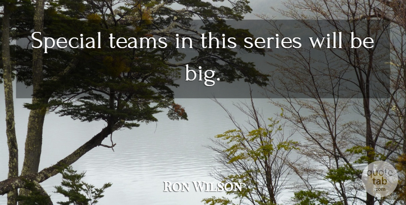 Ron Wilson Quote About Series, Special, Teams: Special Teams In This Series...