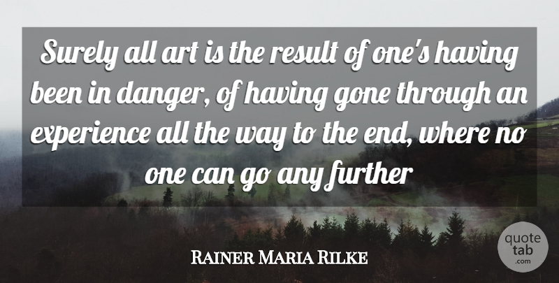 Rainer Maria Rilke Quote About Art, Gone, Way: Surely All Art Is The...