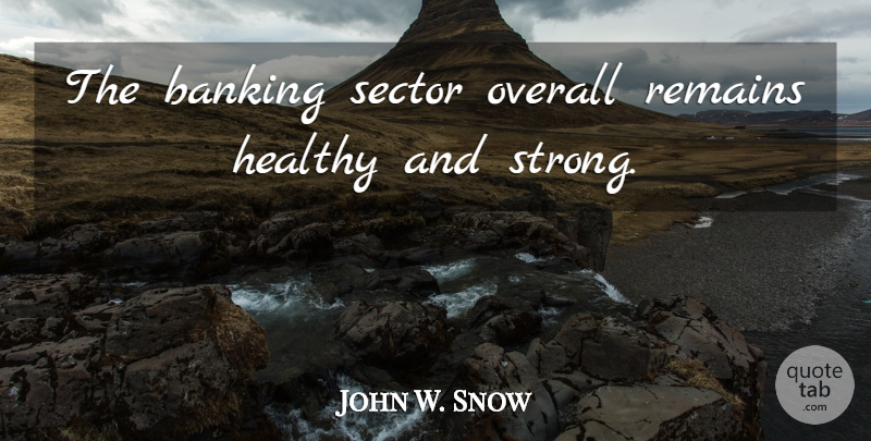 John W. Snow Quote About Banking, Healthy, Overall, Remains, Sector: The Banking Sector Overall Remains...