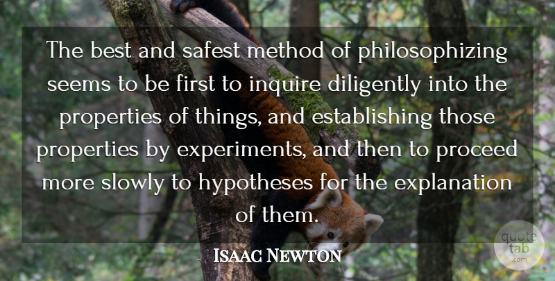 Isaac Newton Quote About Best, Diligently, Hypotheses, Method, Proceed: The Best And Safest Method...