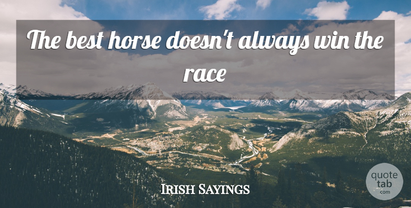 Irish Sayings Quote About Best, Horse, Race, Win: The Best Horse Doesnt Always...