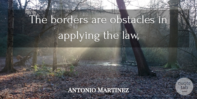Antonio Martinez Quote About Applying, Borders, Obstacles: The Borders Are Obstacles In...
