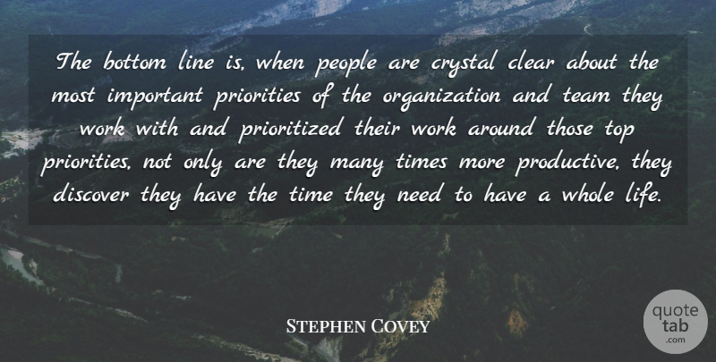 Stephen Covey Quote About Life, Change, Team: The Bottom Line Is When...