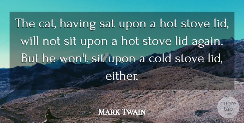 Mark Twain Quote About Cat, Hot, Cold: The Cat Having Sat Upon...