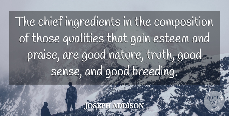 Joseph Addison Quote About Quality, Literature, Gains: The Chief Ingredients In The...