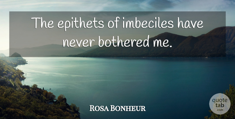 Rosa Bonheur Quote About Imbeciles, Epithet, Bothered: The Epithets Of Imbeciles Have...