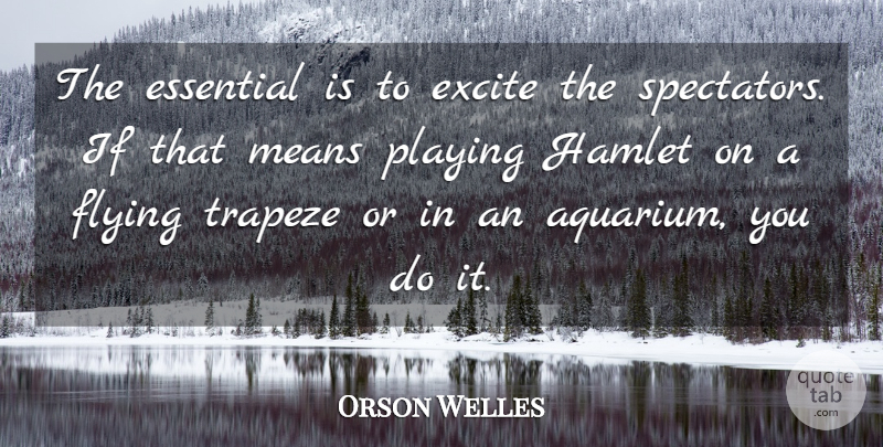 Orson Welles Quote About Mean, Aquariums, Flying: The Essential Is To Excite...